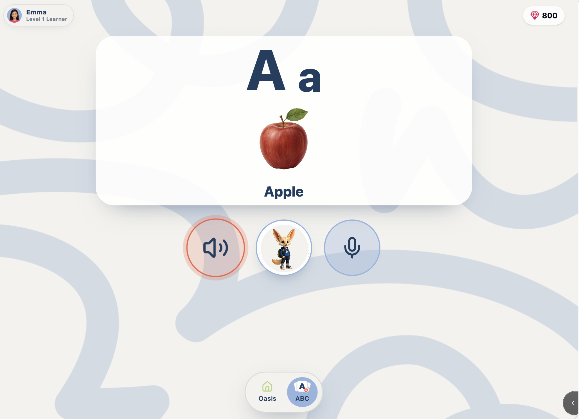 ABC Kids : la lettre A, la pomme et les commandes pour écouter et parler