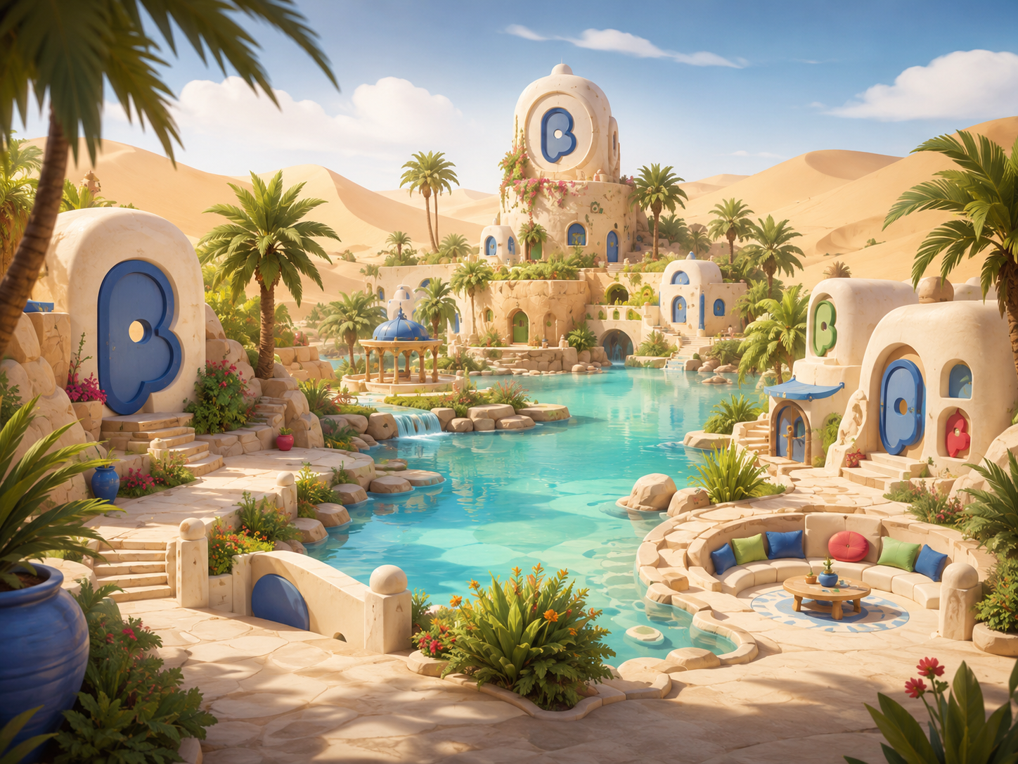 L’Oasis BlaBlaKids, un village autour d’un bassin turquoise